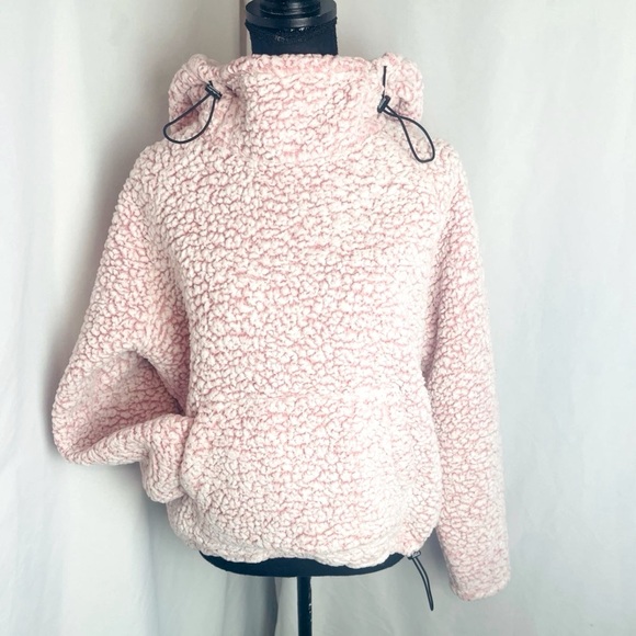 Victoria’s Secret PINK Teddy Sherpa Pull-Over Hoodie w/ Logo Drawcords - Picture 2 of 12
